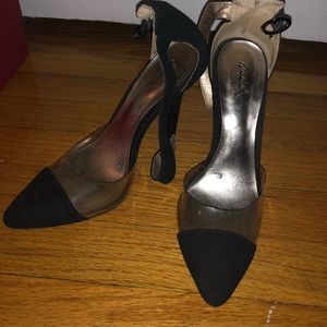 Black + clear shoes